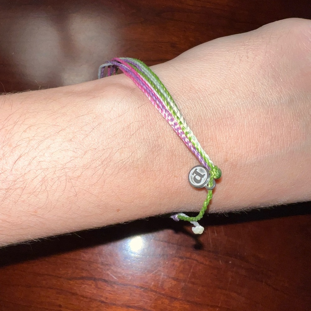 Pura Vida Pink and Green Braided Bracelet